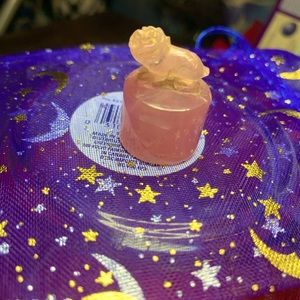 Rose Quartz Foo dog on pedestal